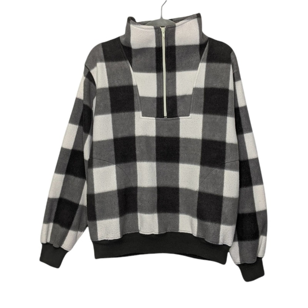 Vintage Fleece Plaid Pullover Sweatshirt Sweater VTG Lumberjack  90s Mom Shirt